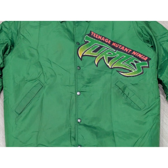 Vintage Teenage Mutant Ninja Turtles Jacket Mens Large Green Turtle Power 80s - Picture 2 of 9